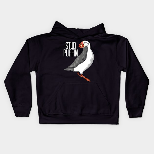 SEABIRD: Stud Puffin funny animal shirt gift Kids Hoodie by woormle